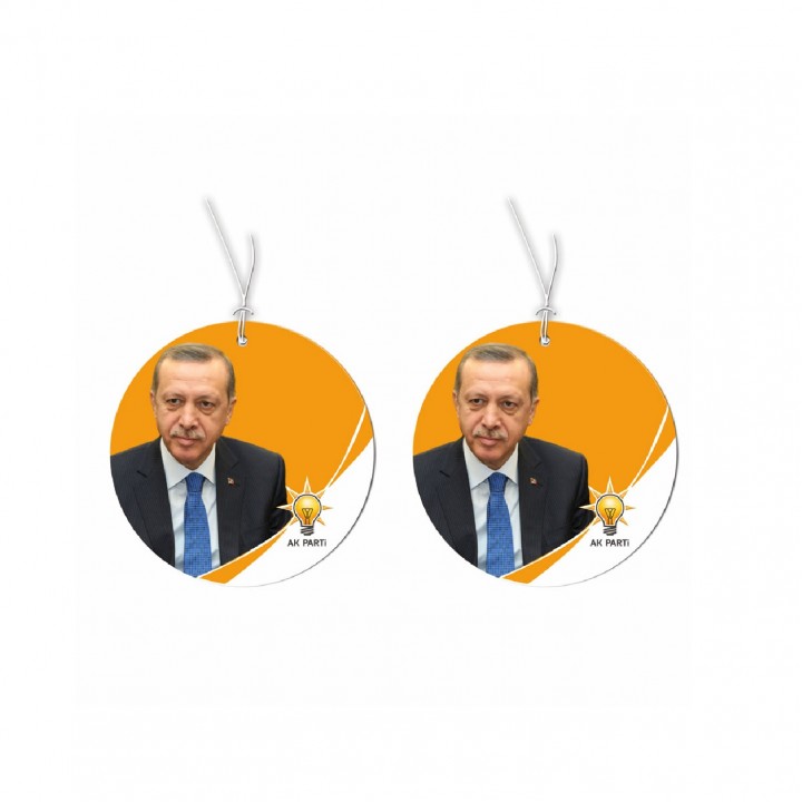 AK Parti Logolu Yuvarlak Oto Kokusu 7,5x7,5 cm Çift Taraf 4 Renk Ofset Baskılı